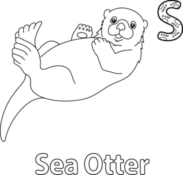 Sea Otter Alphabet ABC Coloring Page S vector