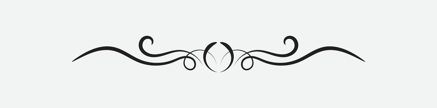 ornamental filigree flourish and thin divider. Classical vintage element, vector illustration