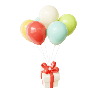 3D Birthday Color Balloon and Gift box png