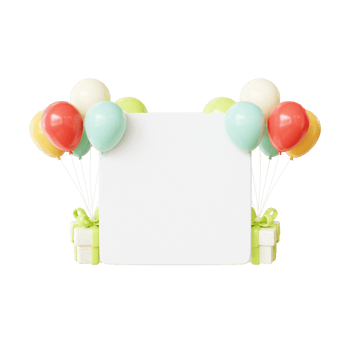 3D Birthday Color Balloon Frame png