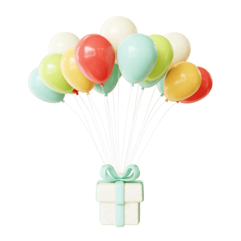 3D Birthday Color Balloon and Gift box png