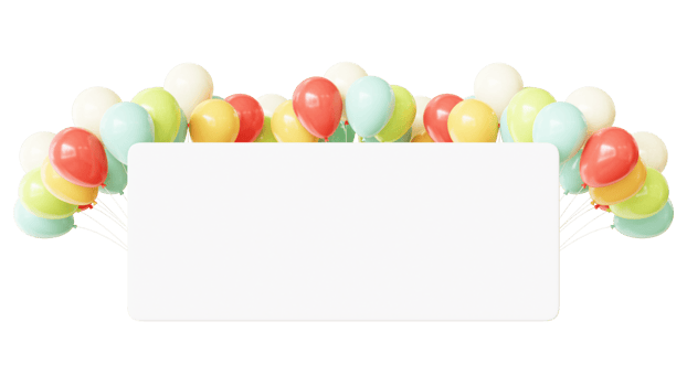 3D Birthday Color Balloon Frame png