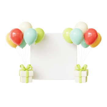 3D Birthday Color Balloon Frame png