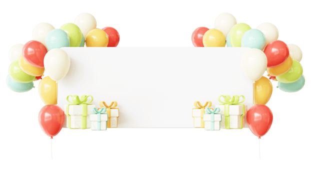 3D Birthday Color Balloon Frame png