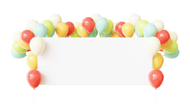 3D Birthday Color Balloon Frame png