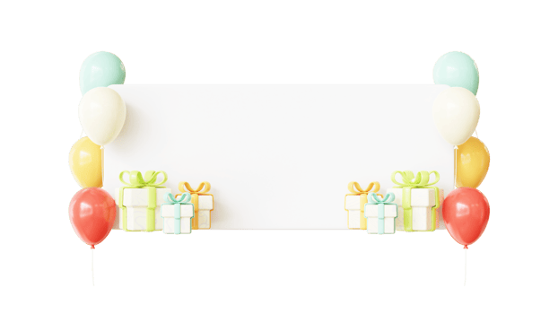 3D Birthday Color Balloon Frame png