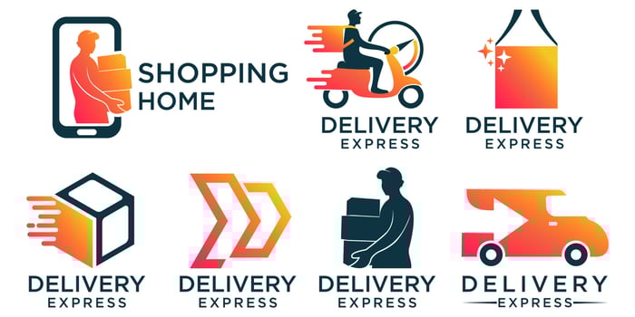 Vector set delivery, icons, logo and illustrations
