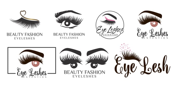 beauty eyelashes icon set logo with creative modern concept vector
