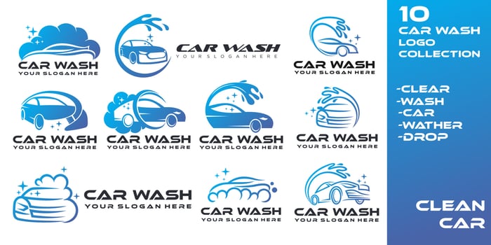 Car Wash logo designs concept vector, Automotive Cleaning icon set  logo template vector