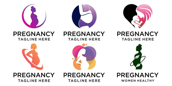 women pregnant logo vector icon template