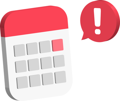 important due date deadline red calendar organizer with notification message alert 3d style png