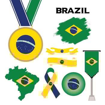 Elements Collection With The Flag of Brazil Design Template vector