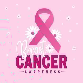 Breast Cancer Awareness month in October. vector Calligraphy Poster pink ribbon, template. Vector illustration.