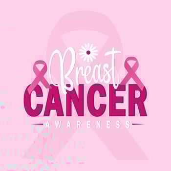 Breast Cancer Awareness month in October. vector Calligraphy Poster pink ribbon, template. Vector illustration.