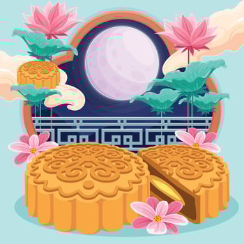 Moon Cake Design Concept vector