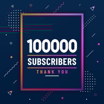 Thank you 100000 subscribers, 100K subscribers celebration modern colorful design. vector