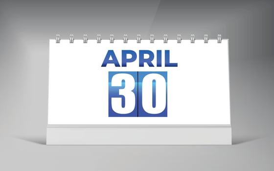 April 30, Desk Calendar Design Template. Single Date Calendar Design. vector