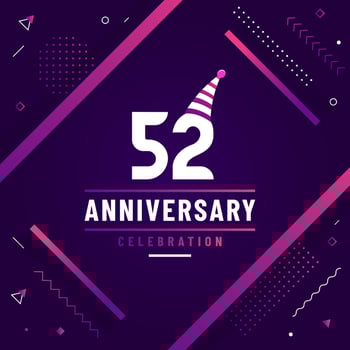52 years anniversary greetings card, 52 anniversary celebration background free colorful vector. vector