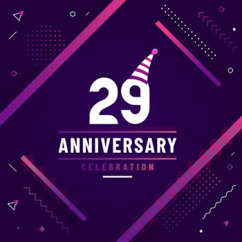 29 years anniversary greetings card, 29 anniversary celebration background free colorful vector. vector