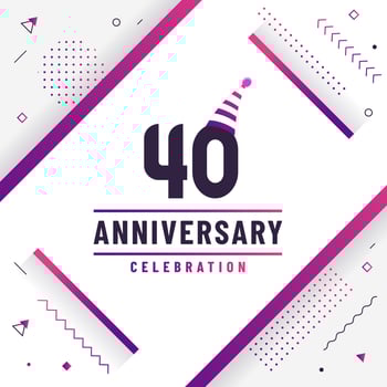 40 years anniversary greetings card, 40 anniversary celebration background free colorful vector. vector