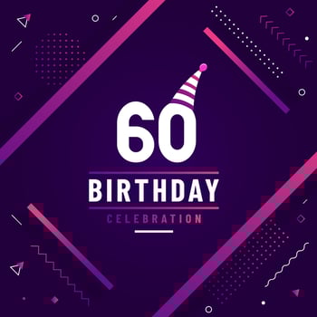60 years birthday greetings card, 60th birthday celebration background free vector. vector