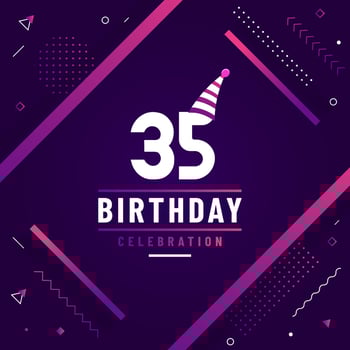 35 years birthday greetings card, 35th birthday celebration background free vector. vector