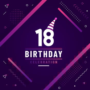18 years birthday greetings card, 18th birthday celebration background free vector. vector