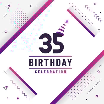 35 years birthday greetings card, 35th birthday celebration background free vector. vector