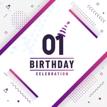 1 years birthday greetings card, 1st birthday celebration background free vector. vector