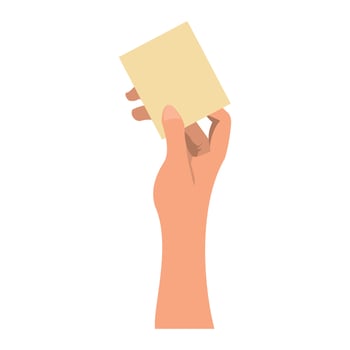 voter hand lifting vote card vector