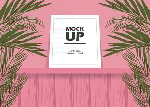 pink natural mockup with leafs vector