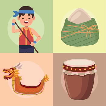 dragon boat festival symbols vector