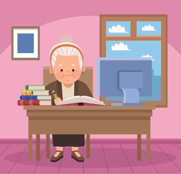 grandmother with books vector