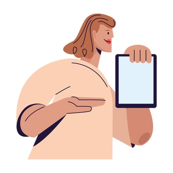 young woman with tablet vector