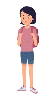 tourist woman with travelbag vector