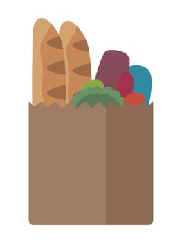 groceries bag with food vector