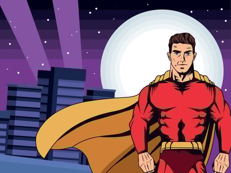 superhero standing on the city vector