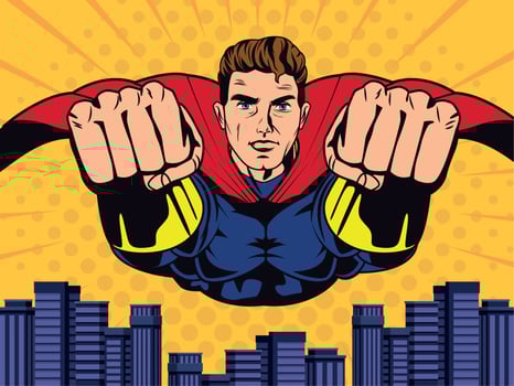 superhero flying pop art vector