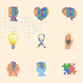 nine autism day icons vector