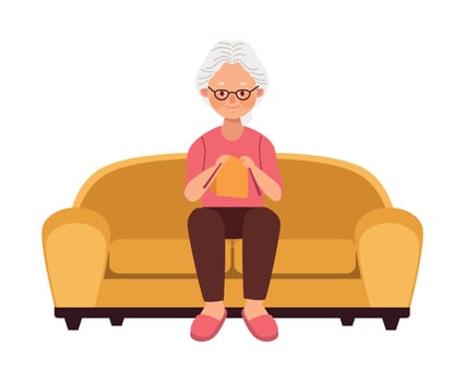 old woman weaving vector