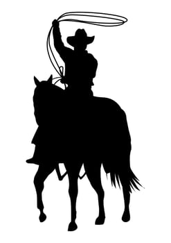 cowboy lassoing silhouette vector