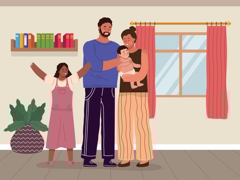 parents couple with kids vector