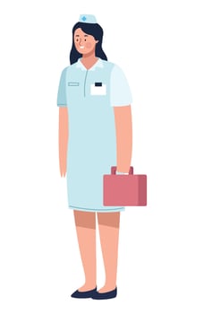 female nurse with medical kit vector