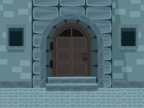 antique castle door front vector