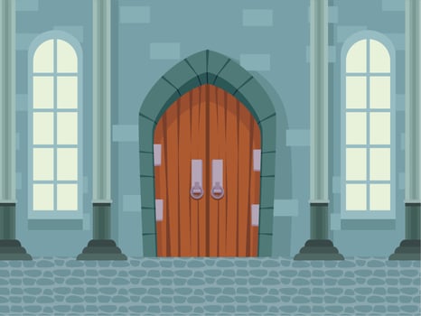 castle door and columns vector