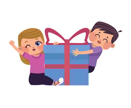 little kids with gift vector
