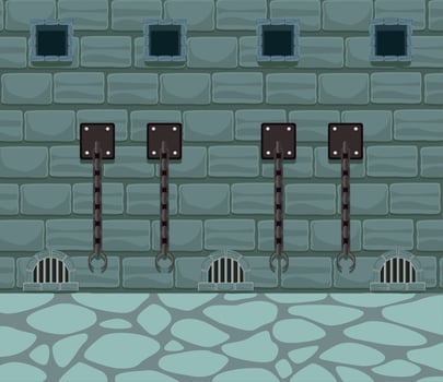 castle wall with chains vector