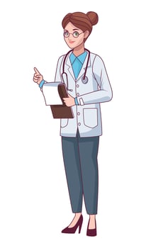female doctor with checklist vector