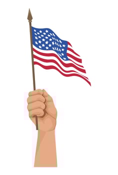 hand waving usa flag vector