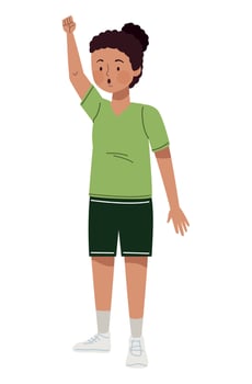 female athlete lifting hand vector